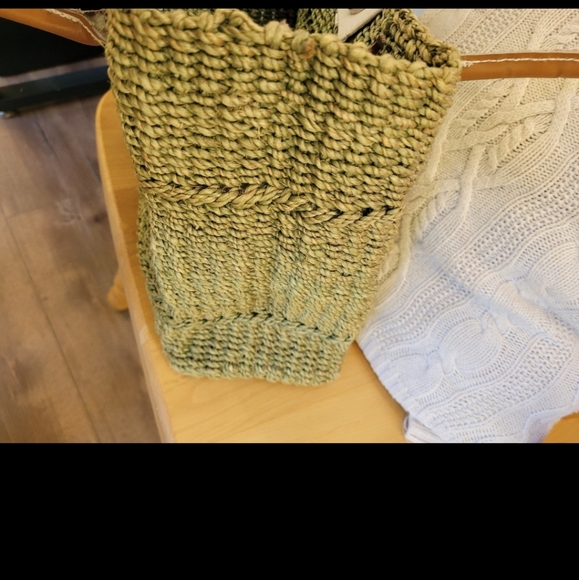 Boho Green Woven Fiber Shoulder Bag Tote Womens - Picture 5 of 12